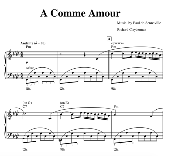 Paul de Senneville - A Comme Amour sheet music for piano